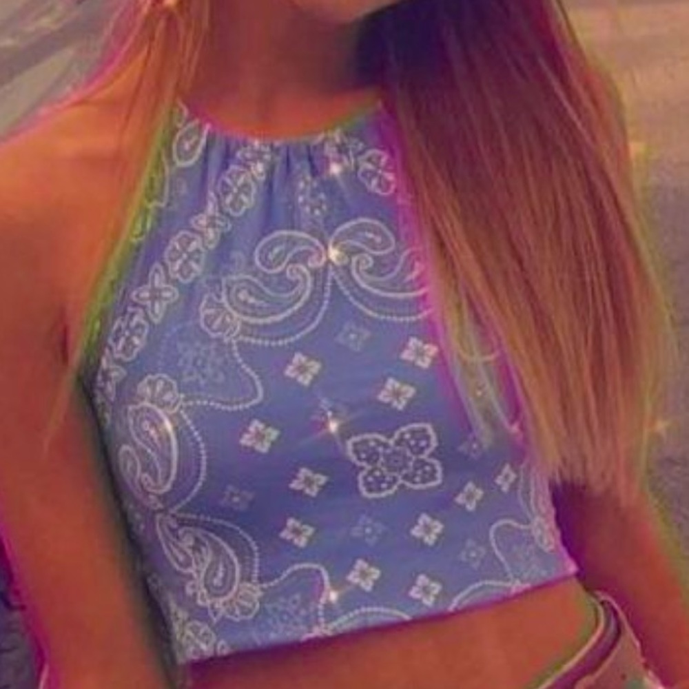 blue crop top tank top